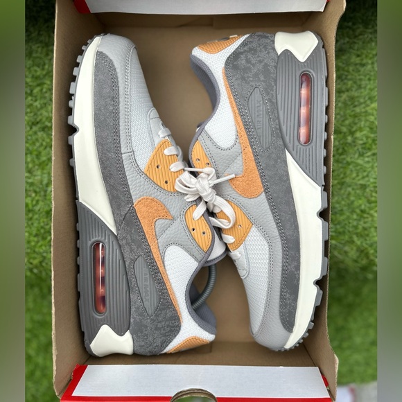 Nike Air Max 90 Premium College Grey Copper Moon Men's Shoes Size 8 Brand New - Picture 7 of 8